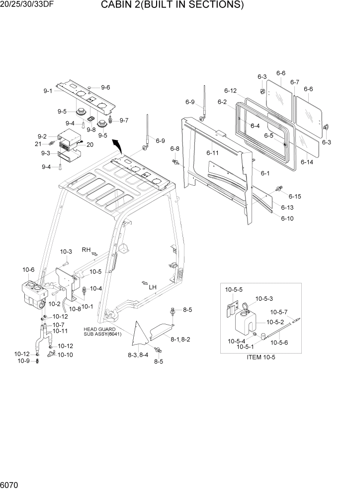 Схема запчастей Hyundai 20/25/30/33DF - PAGE 6070 CABIN 2(BUILT IN SECTIONS) СТРУКТУРА
