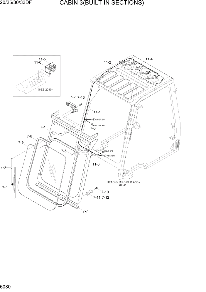 Схема запчастей Hyundai 20/25/30/33DF - PAGE 6080 CABIN 3(BUILT IN SECTIONS) СТРУКТУРА