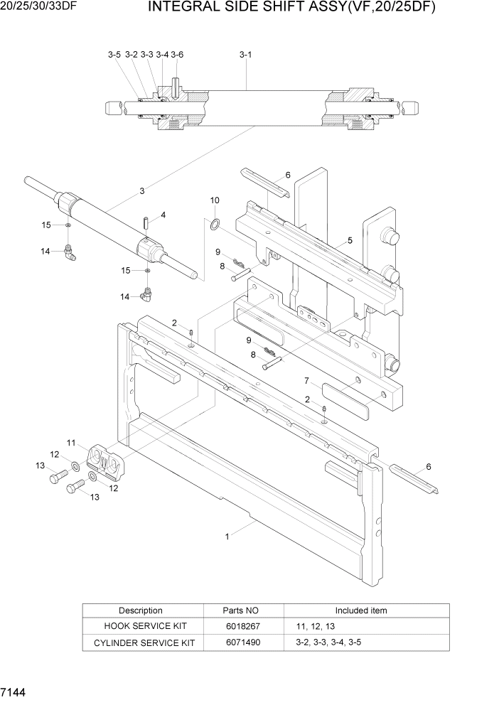 Схема запчастей Hyundai 20/25/30/33DF - PAGE 7144 INTEGRAL SIDE SHIFT ASSY(VF,20/25DF) РАБОЧЕЕ ОБОРУДОВАНИЕ