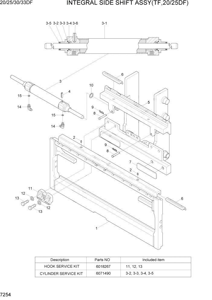 Схема запчастей Hyundai 20/25/30/33DF - PAGE 7254 INTEGRAL SIDE SHIFT ASSY(TF,20/25DF) РАБОЧЕЕ ОБОРУДОВАНИЕ