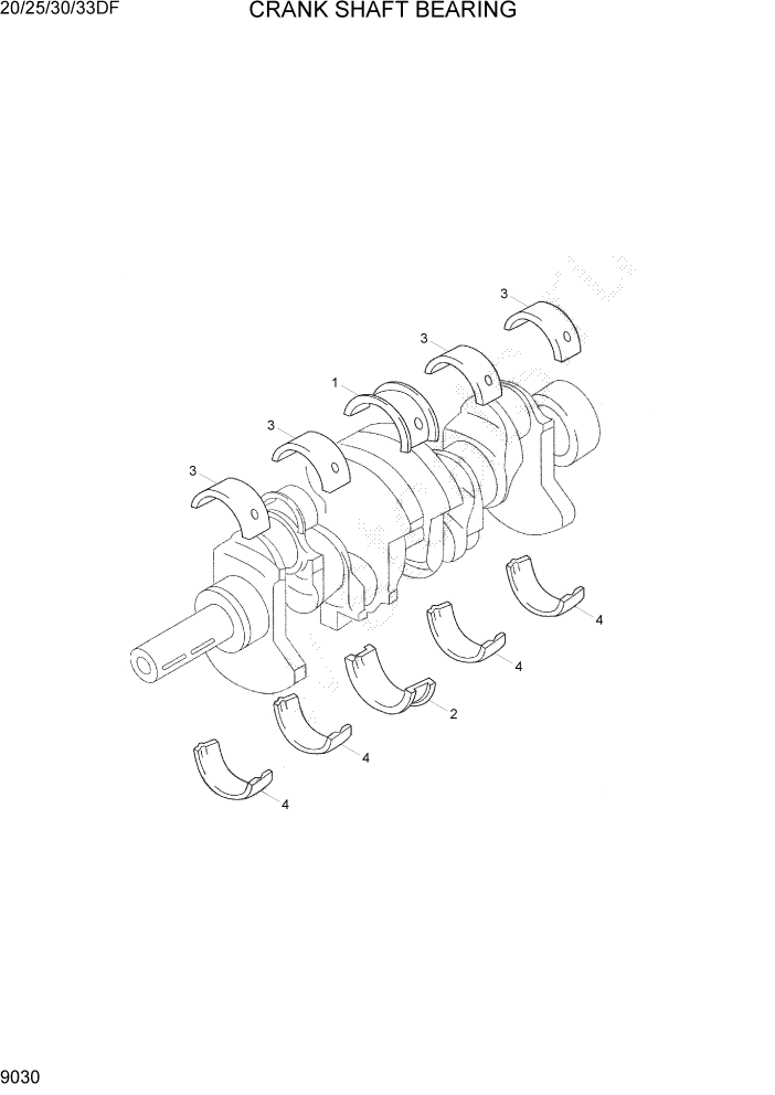 Схема запчастей Hyundai 20/25/30/33DF - PAGE 9030 CRANK SHAFT BEARING ДВИГАТЕЛЬ БАЗА