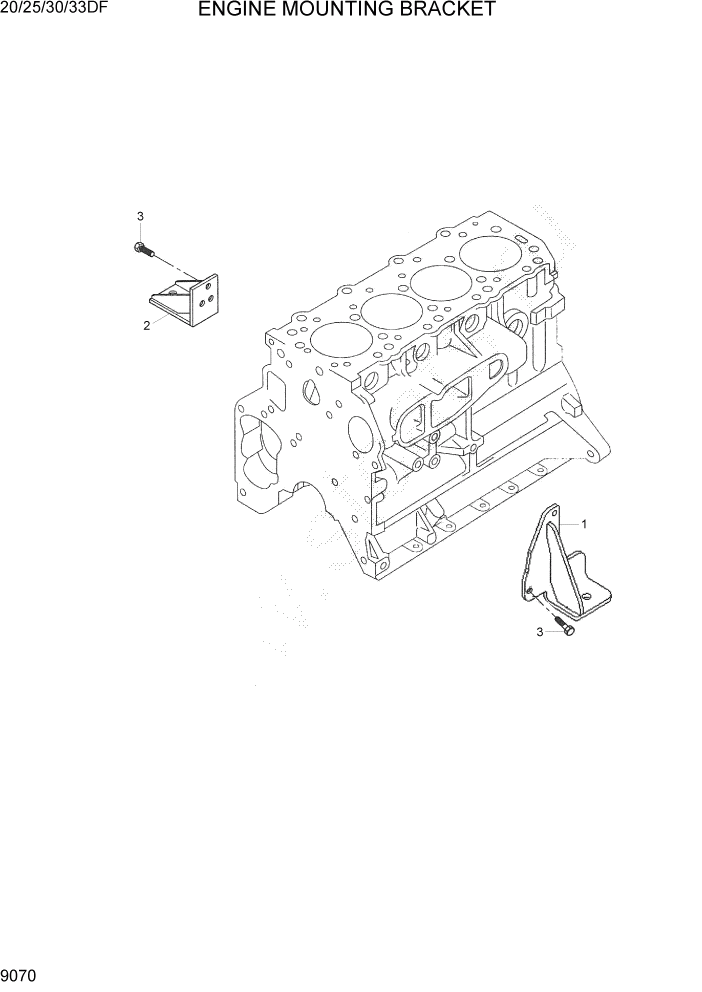 Схема запчастей Hyundai 20/25/30/33DF - PAGE 9070 ENGINE MOUNTING BRACKET ДВИГАТЕЛЬ БАЗА