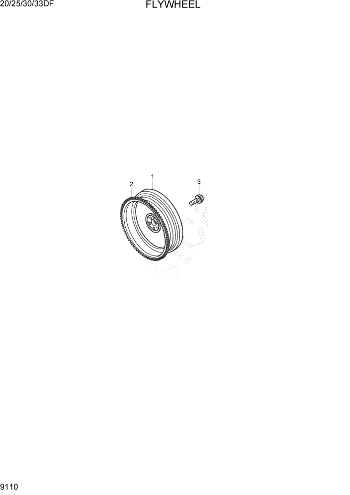 Схема запчастей Hyundai 20/25/30/33DF - PAGE 9110 FLYWHEEL ДВИГАТЕЛЬ БАЗА