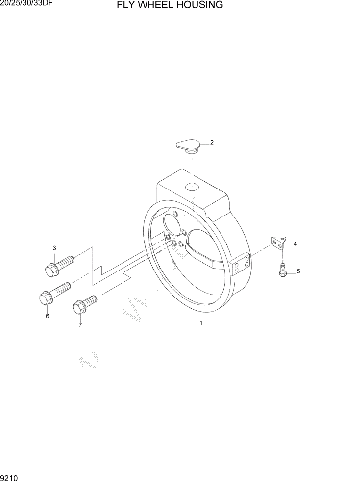 Схема запчастей Hyundai 20/25/30/33DF - PAGE 9210 FLYWHEEL HOUSING ДВИГАТЕЛЬ БАЗА