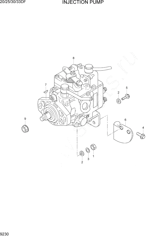 Схема запчастей Hyundai 20/25/30/33DF - PAGE 9230 INJECTION PUMP ДВИГАТЕЛЬ БАЗА