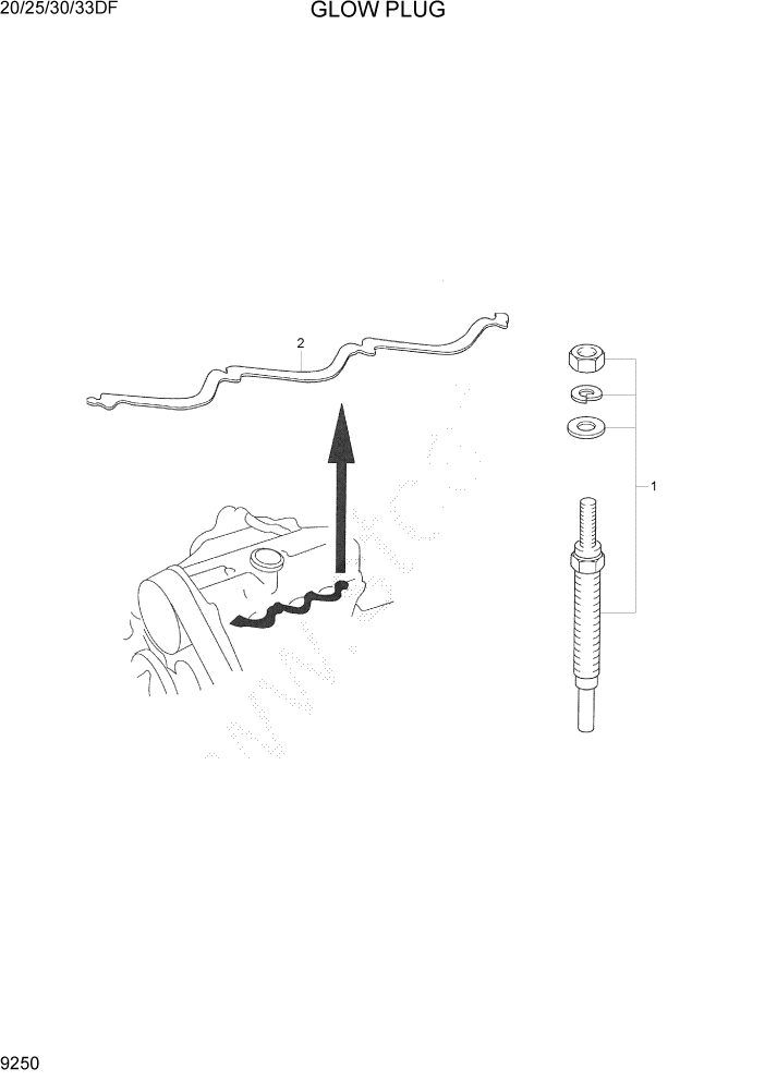 Схема запчастей Hyundai 20/25/30/33DF - PAGE 9250 GLOW PLUG ДВИГАТЕЛЬ БАЗА