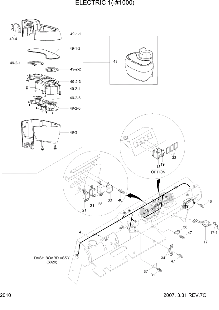 Схема запчастей Hyundai 35/40/45D-7 - PAGE 2010 ELECTRIC 1(-#1000) ЭЛЕКТРИЧЕСКАЯ СИСТЕМА