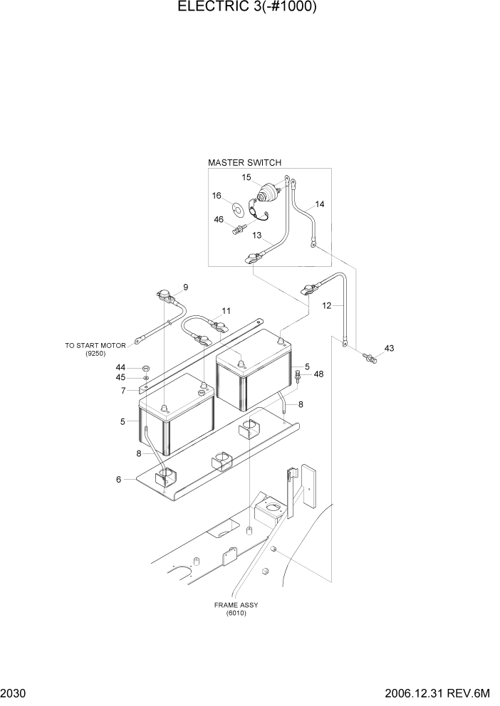 Схема запчастей Hyundai 35/40/45D-7 - PAGE 2030 ELECTRIC 3(-#1000) ЭЛЕКТРИЧЕСКАЯ СИСТЕМА