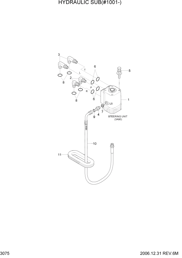 Схема запчастей Hyundai 35/40/45D-7 - PAGE 3075 HYDRAULIC SUB(#1001-) ГИДРАВЛИЧЕСКАЯ СИСТЕМА