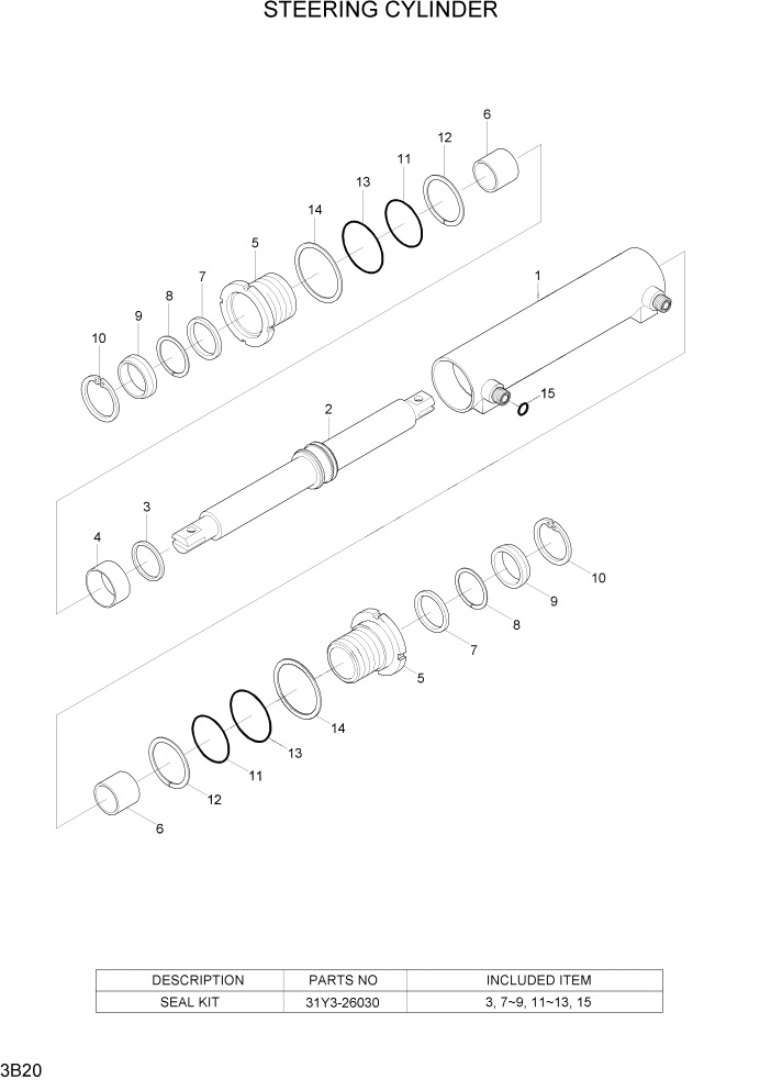 Схема запчастей Hyundai 35/40/45D-7 - PAGE 3B20 STEERING CYLINDER ГИДРАВЛИЧЕСКАЯ СИСТЕМА