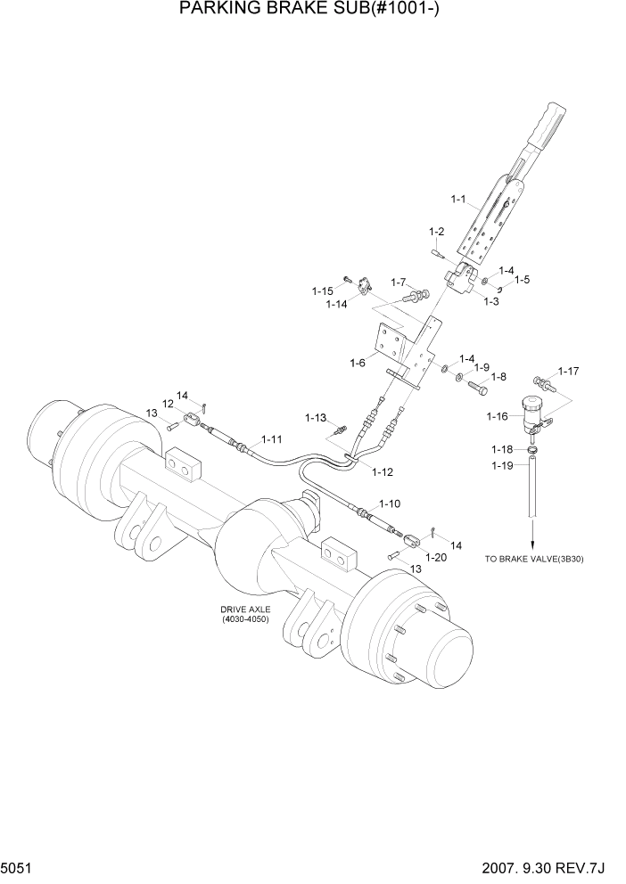 Схема запчастей Hyundai 35/40/45D-7 - PAGE 5051 PARKING BRAKE SUB(#1001-) СИСТЕМА УПРАВЛЕНИЯ