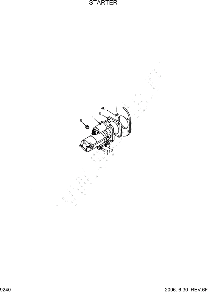 Схема запчастей Hyundai 35/40/45D-7 - PAGE 9240 STARTER ДВИГАТЕЛЬ БАЗА (- # 1000)