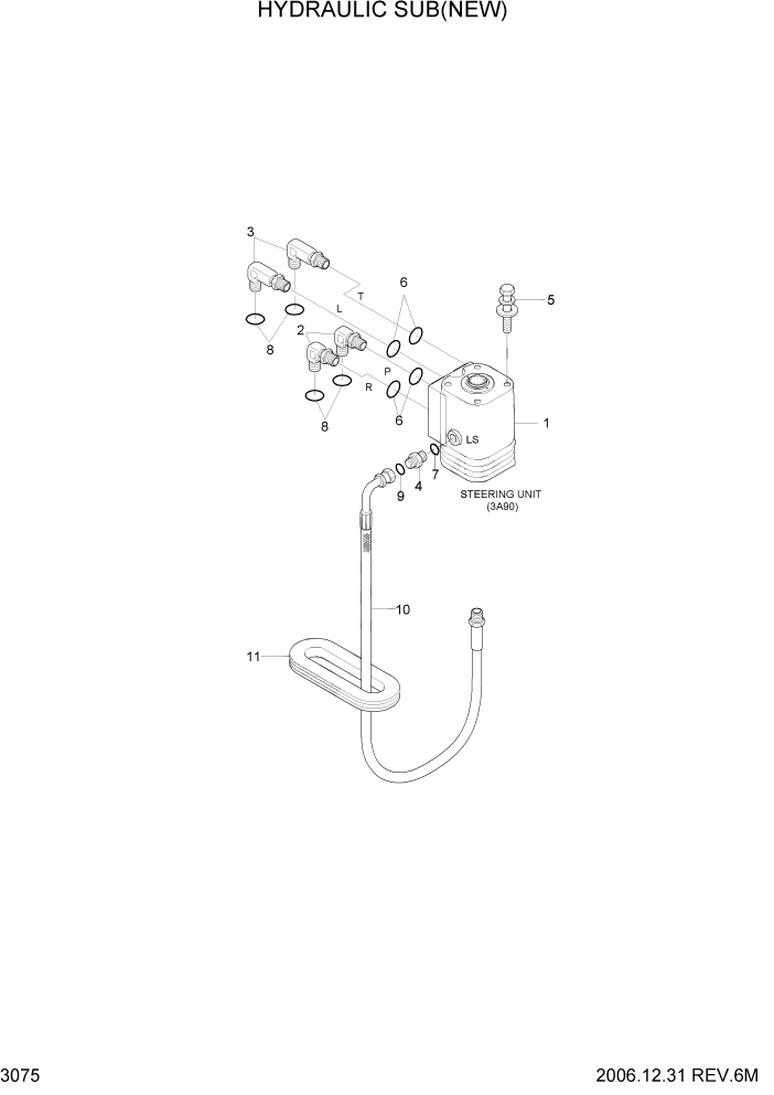 Схема запчастей Hyundai 35/40/45DS-7 - PAGE 3075 HYDRAULIC SUB(NEW) ГИДРАВЛИЧЕСКАЯ СИСТЕМА