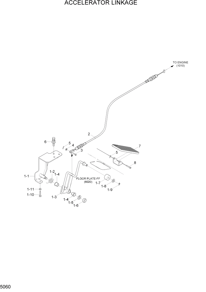 Схема запчастей Hyundai 35/40/45DS-7 - PAGE 5060 ACCELERATOR LINKAGE СИСТЕМА УПРАВЛЕНИЯ