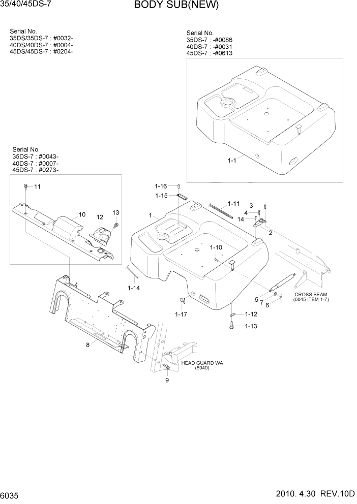 Схема запчастей Hyundai 35/40/45DS-7 - PAGE 6035 BODY SUB(NEW) СТРУКТУРА