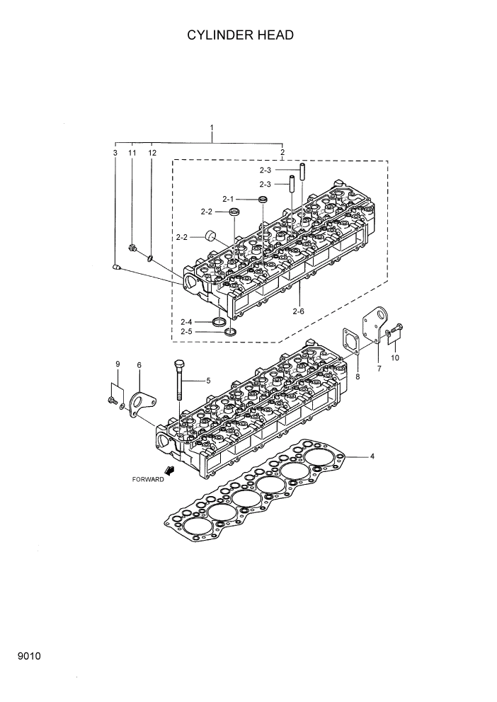 Схема запчастей Hyundai 35/40/45DS-7 - PAGE 9010 CYLINDER HEAD ДВИГАТЕЛЬ БАЗА