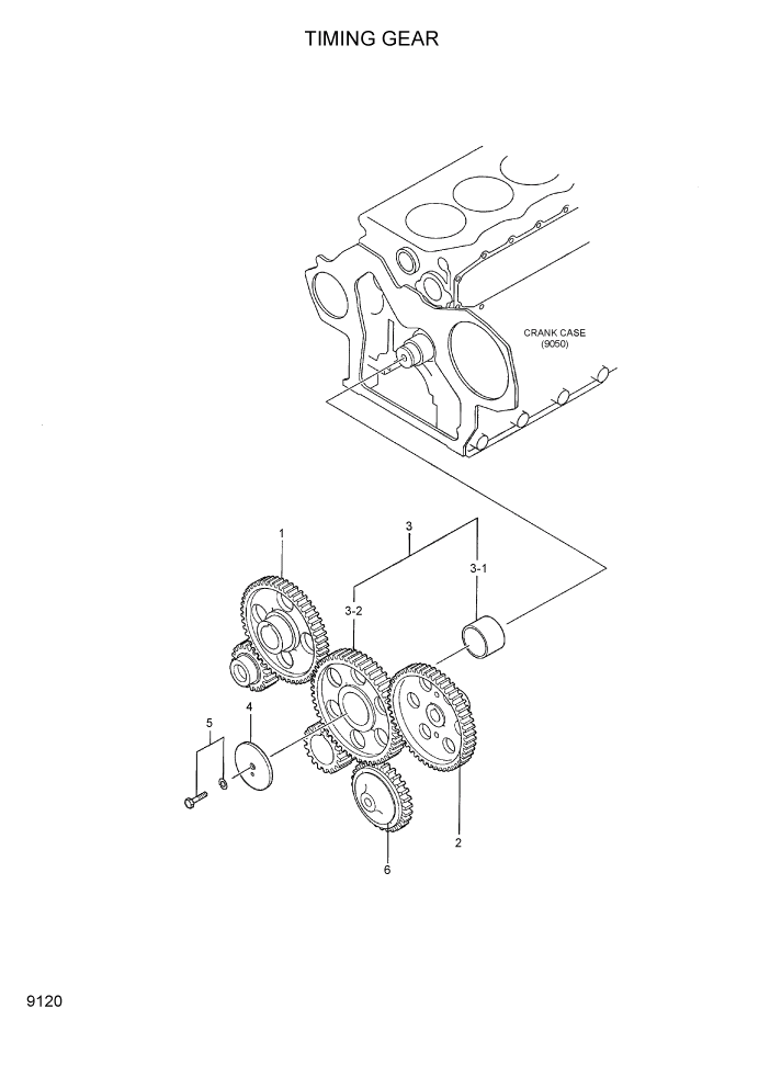 Схема запчастей Hyundai 35/40/45DS-7 - PAGE 9120 TIMING GEAR ДВИГАТЕЛЬ БАЗА