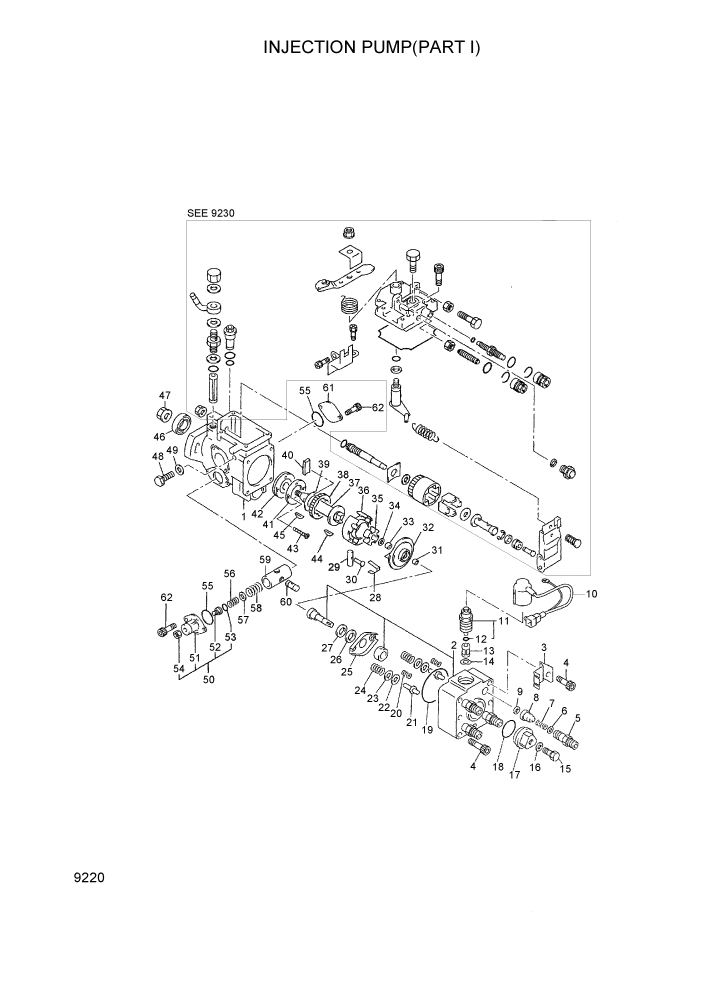 Схема запчастей Hyundai 35/40/45DS-7 - PAGE 9220 INJECTION PUMP(PART I) ДВИГАТЕЛЬ БАЗА