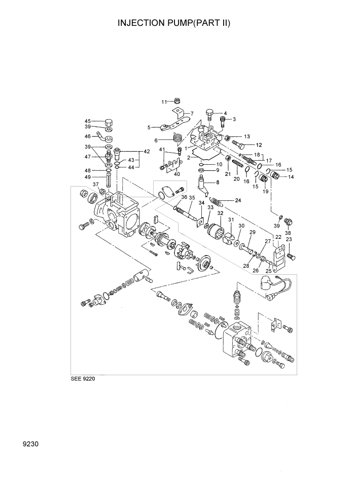 Схема запчастей Hyundai 35/40/45DS-7 - PAGE 9230 INJECTION PUMP(PART II) ДВИГАТЕЛЬ БАЗА