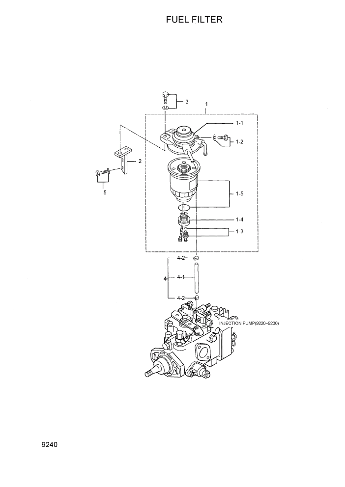 Схема запчастей Hyundai 35/40/45DS-7 - PAGE 9240 FUEL FILTER ДВИГАТЕЛЬ БАЗА