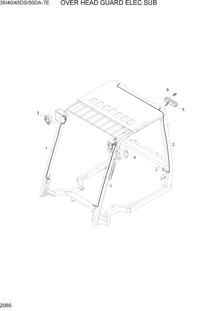 Схема запчастей Hyundai 35DS/40DS/45DS/50DA-7E - PAGE 2060 OVER HEAD GUARD ELEC SUB ЭЛЕКТРИЧЕСКАЯ СИСТЕМА