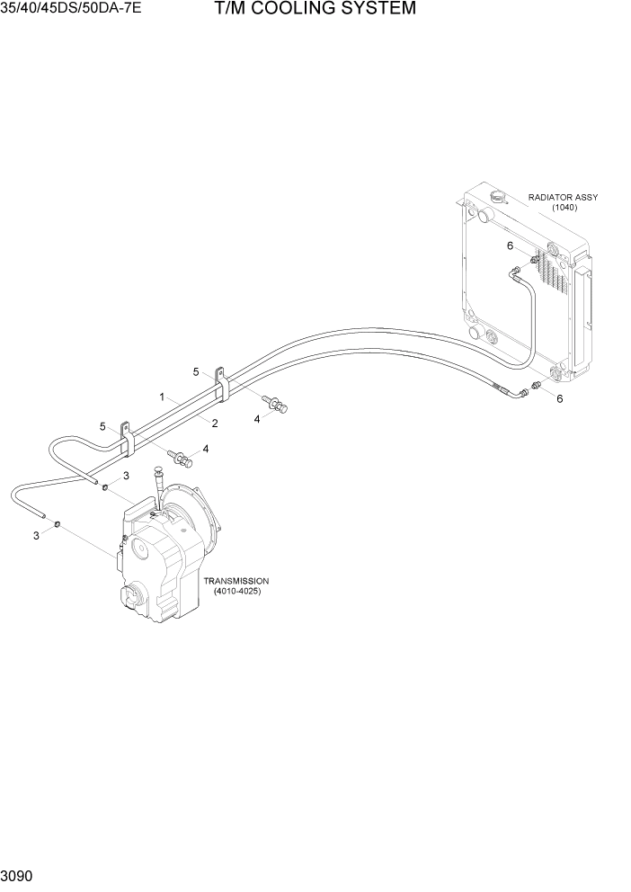 Схема запчастей Hyundai 35DS/40DS/45DS/50DA-7E - PAGE 3090 T/M COOLING SYSTEM ГИДРАВЛИЧЕСКАЯ СИСТЕМА