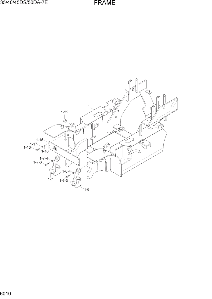 Схема запчастей Hyundai 35DS/40DS/45DS/50DA-7E - PAGE 6010 FRAME СТРУКТУРА