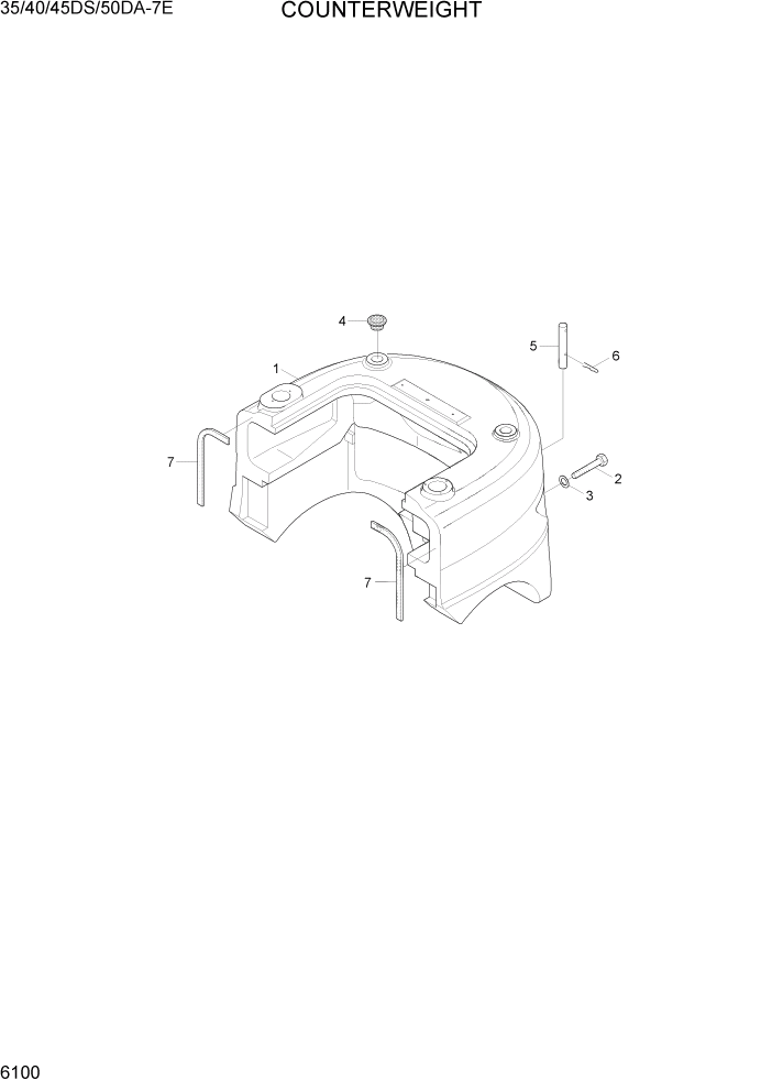 Схема запчастей Hyundai 35DS/40DS/45DS/50DA-7E - PAGE 6100 COUNTERWEIGHT СТРУКТУРА