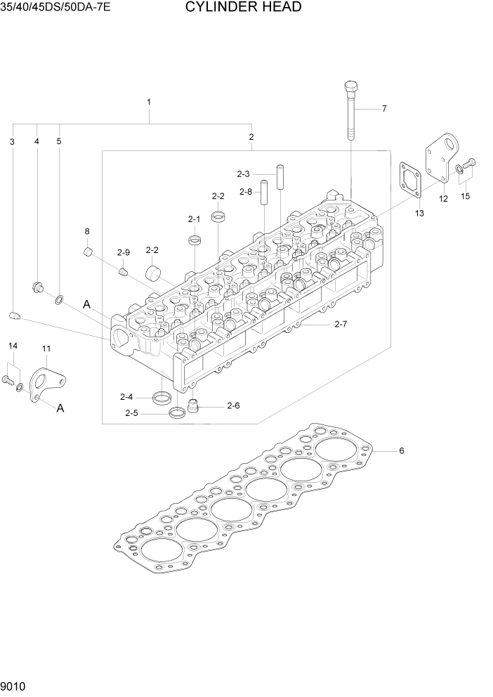 Схема запчастей Hyundai 35DS/40DS/45DS/50DA-7E - PAGE 9010 CYLINDER HEAD ДВИГАТЕЛЬ БАЗА