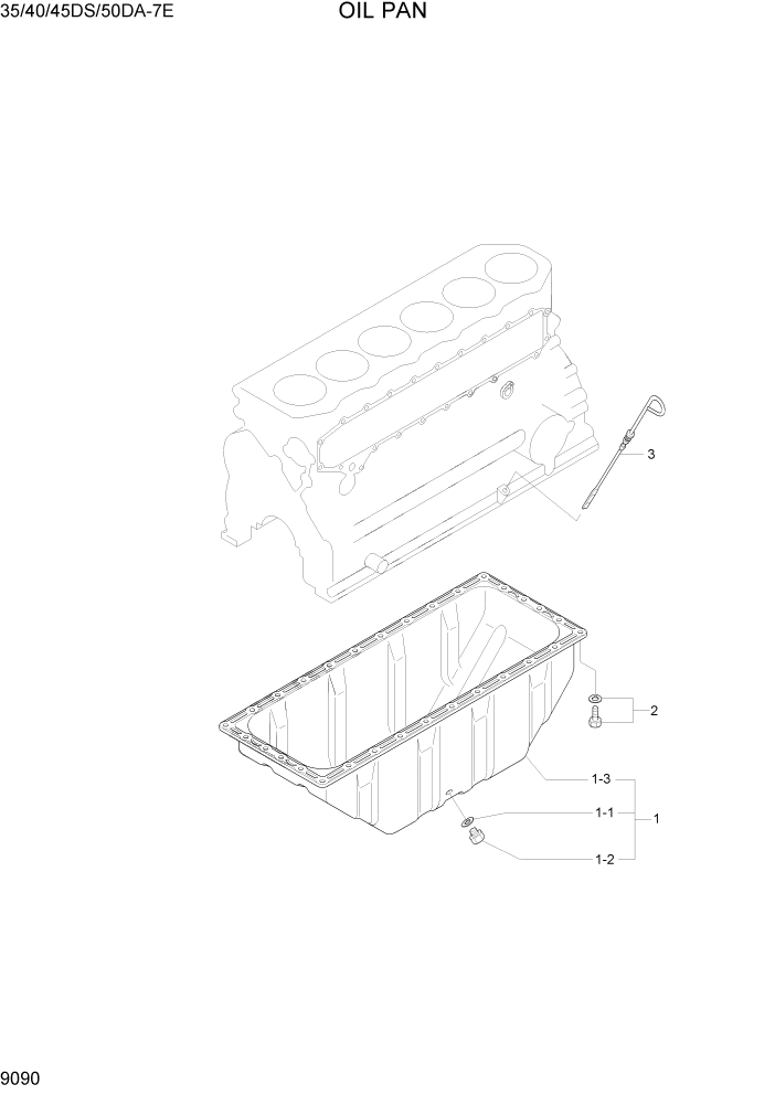 Схема запчастей Hyundai 35DS/40DS/45DS/50DA-7E - PAGE 9090 OIL PAN ДВИГАТЕЛЬ БАЗА