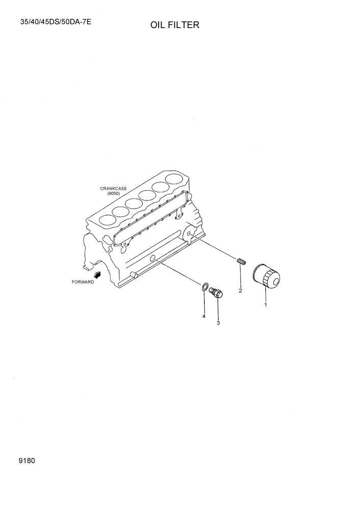 Схема запчастей Hyundai 35DS/40DS/45DS/50DA-7E - PAGE 9180 OIL FILTER ДВИГАТЕЛЬ БАЗА