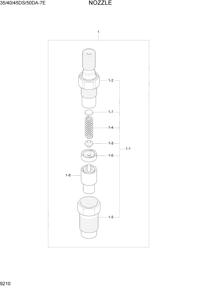 Схема запчастей Hyundai 35DS/40DS/45DS/50DA-7E - PAGE 9210 NOZZLE ДВИГАТЕЛЬ БАЗА