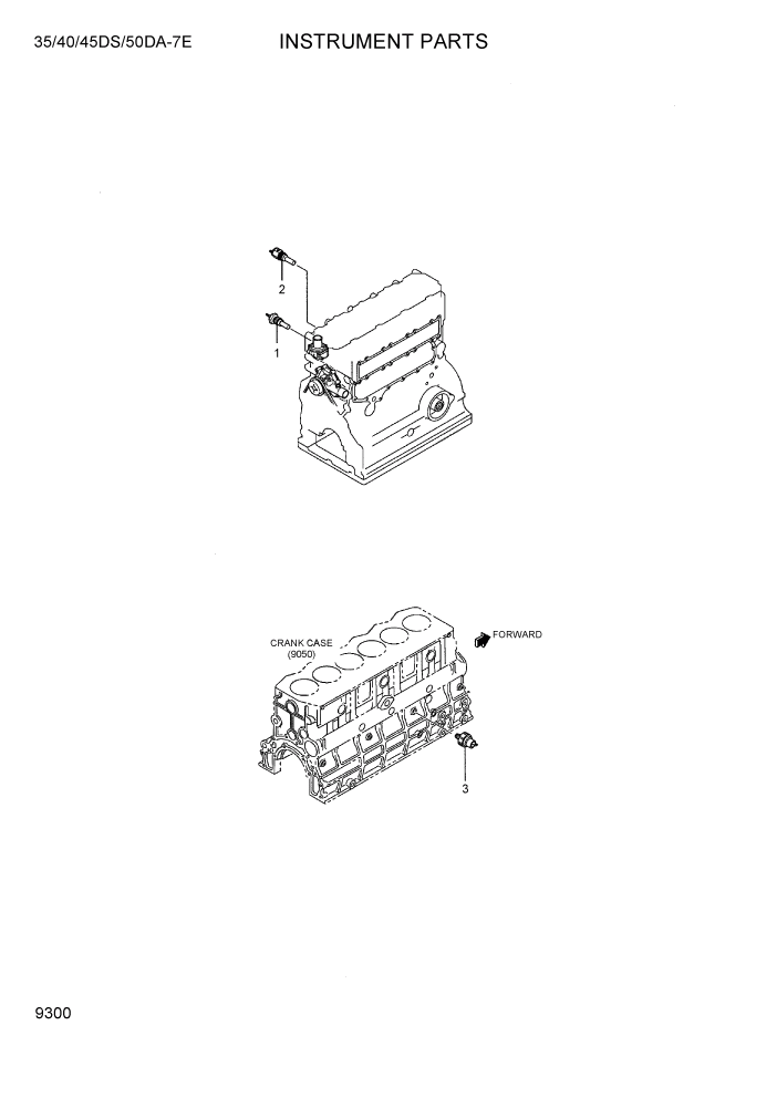 Схема запчастей Hyundai 35DS/40DS/45DS/50DA-7E - PAGE 9300 INSTRUMENT PARTS ДВИГАТЕЛЬ БАЗА