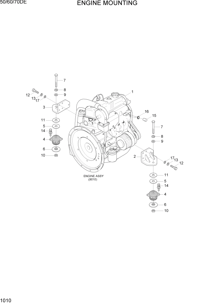 Схема запчастей Hyundai 50/60/70DE - PAGE 1010 ENGINE MOUNTING СИСТЕМА ДВИГАТЕЛЯ