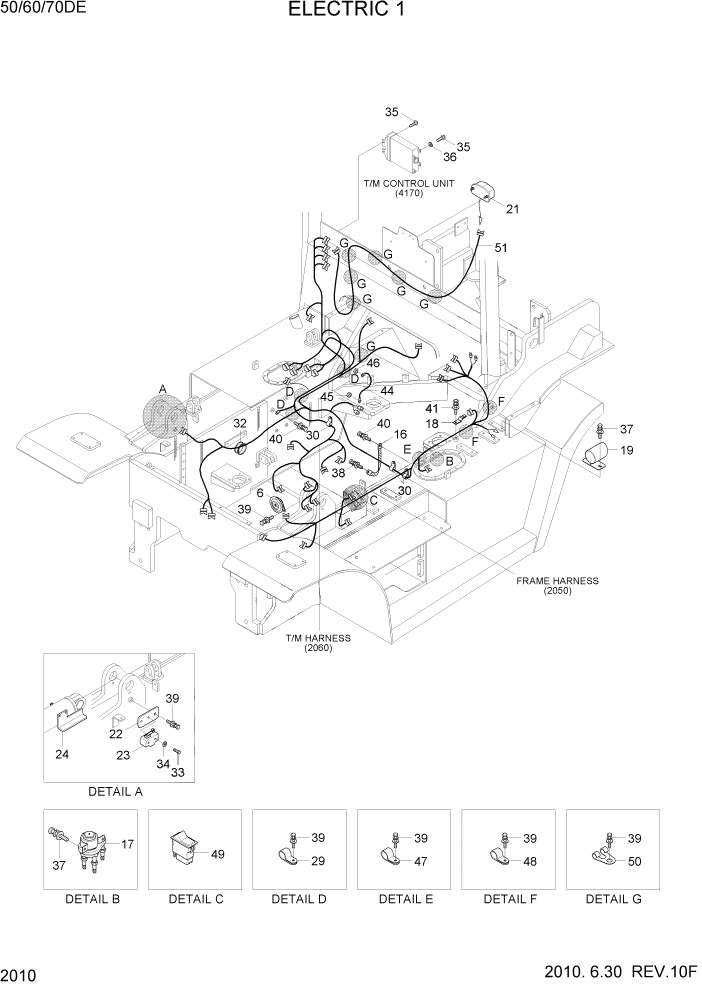 Схема запчастей Hyundai 50/60/70DE - PAGE 2010 ELECTRIC 1 ЭЛЕКТРИЧЕСКАЯ СИСТЕМА