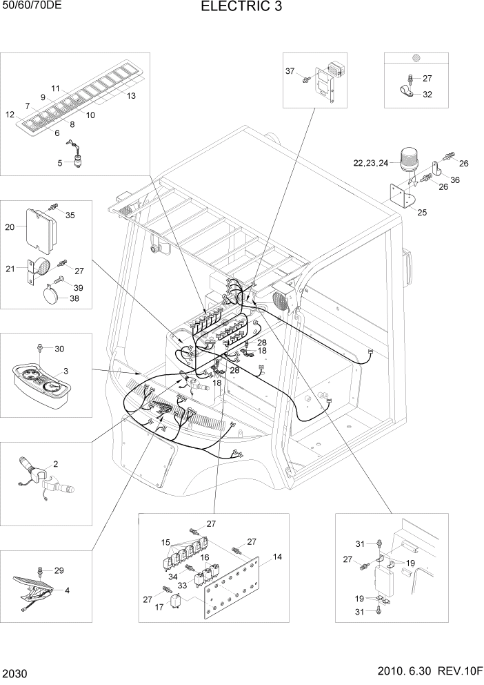 Схема запчастей Hyundai 50/60/70DE - PAGE 2030 ELECTRIC 3 ЭЛЕКТРИЧЕСКАЯ СИСТЕМА