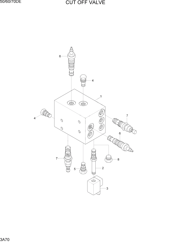 Схема запчастей Hyundai 50/60/70DE - PAGE 3A70 CUT OFF VALVE ГИДРАВЛИЧЕСКАЯ СИСТЕМА