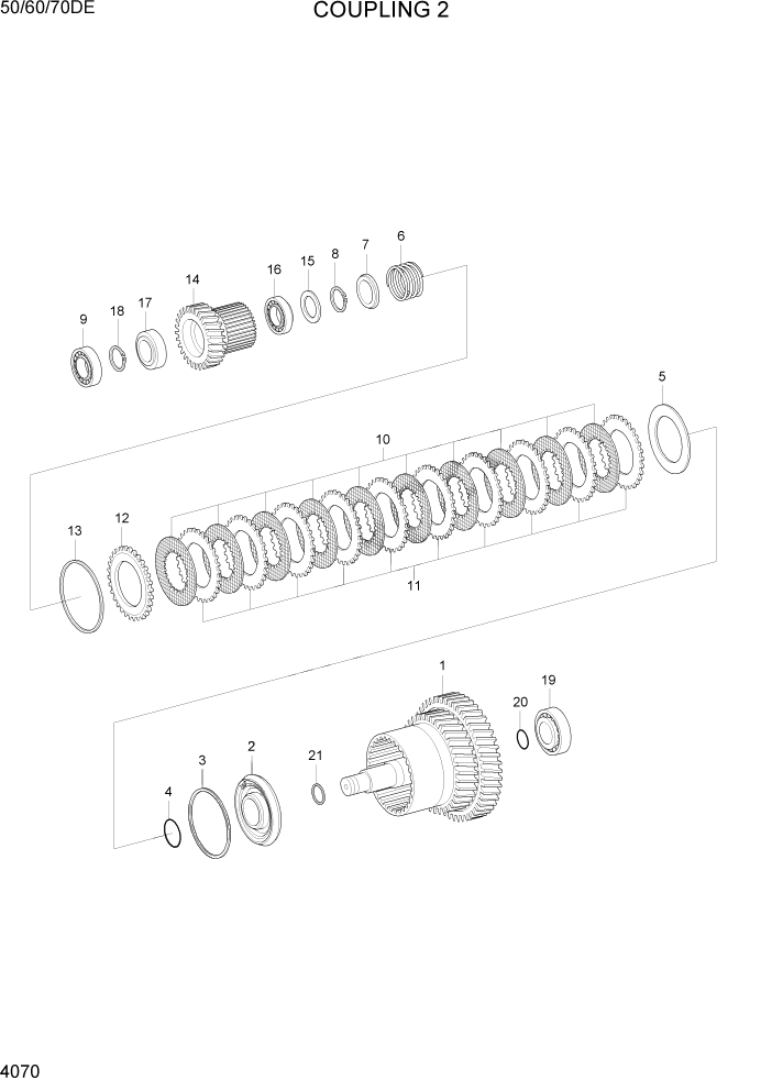 Схема запчастей Hyundai 50/60/70DE - PAGE 4070 COUPLING 2 СИЛОВАЯ СИСТЕМА