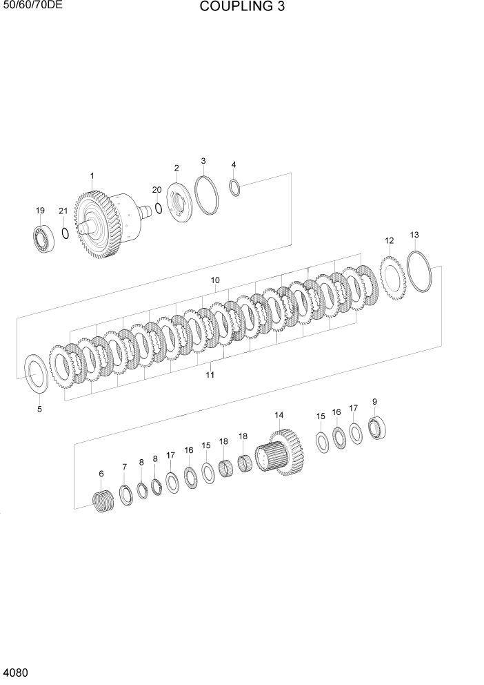 Схема запчастей Hyundai 50/60/70DE - PAGE 4080 COUPLING 3 СИЛОВАЯ СИСТЕМА