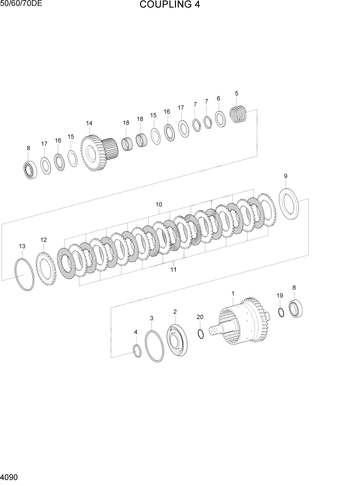 Схема запчастей Hyundai 50/60/70DE - PAGE 4090 COUPLING 4 СИЛОВАЯ СИСТЕМА