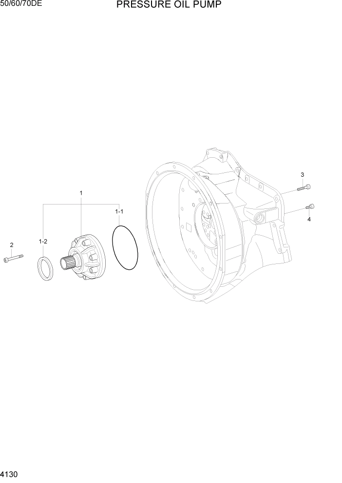 Схема запчастей Hyundai 50/60/70DE - PAGE 4130 PRESSURE OIL PUMP СИЛОВАЯ СИСТЕМА