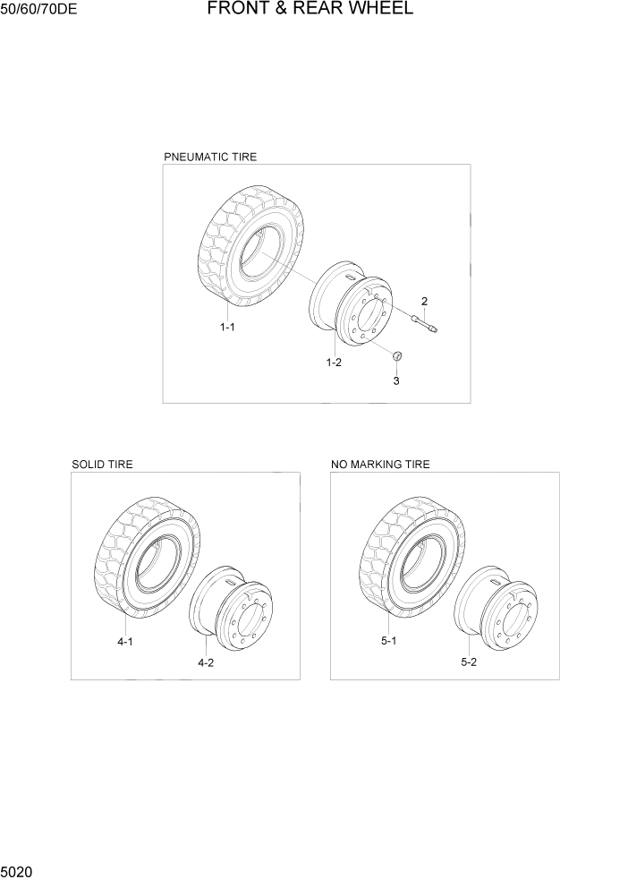 Схема запчастей Hyundai 50/60/70DE - PAGE 5020 FRONT & REAR WHEEL СИСТЕМА УПРАВЛЕНИЯ