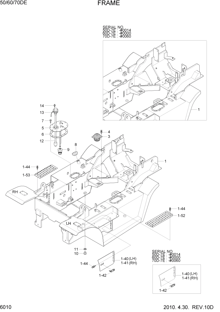 Схема запчастей Hyundai 50/60/70DE - PAGE 6010 FRAME СТРУКТУРА