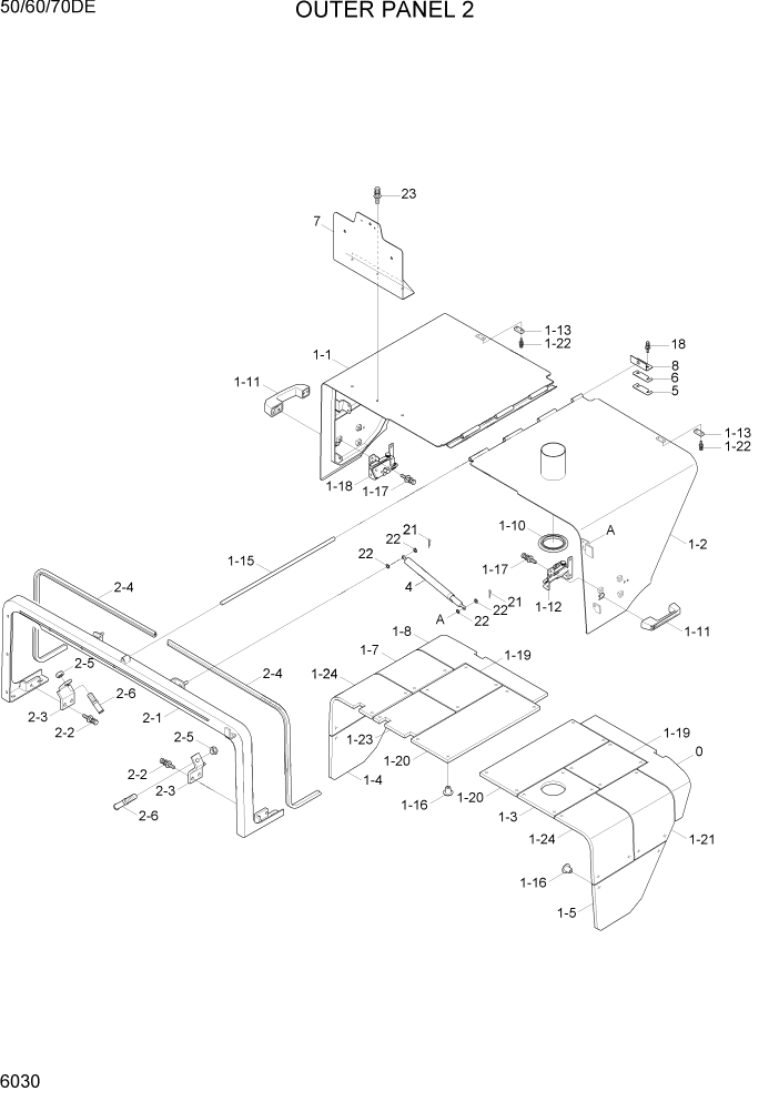 Схема запчастей Hyundai 50/60/70DE - PAGE 6030 OUTER PANEL 2 СТРУКТУРА