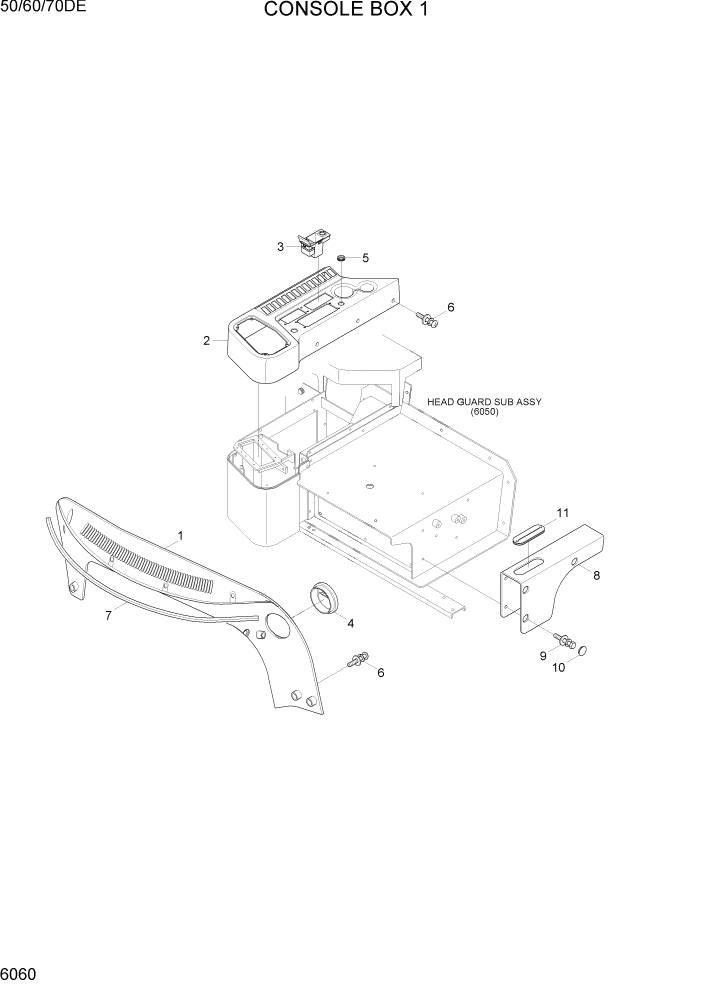 Схема запчастей Hyundai 50/60/70DE - PAGE 6060 CONSOLE BOX 1 СТРУКТУРА