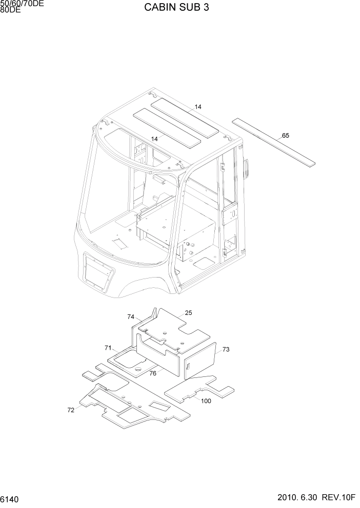 Схема запчастей Hyundai 50/60/70DE - PAGE 6140 CABIN SUB 3 СТРУКТУРА