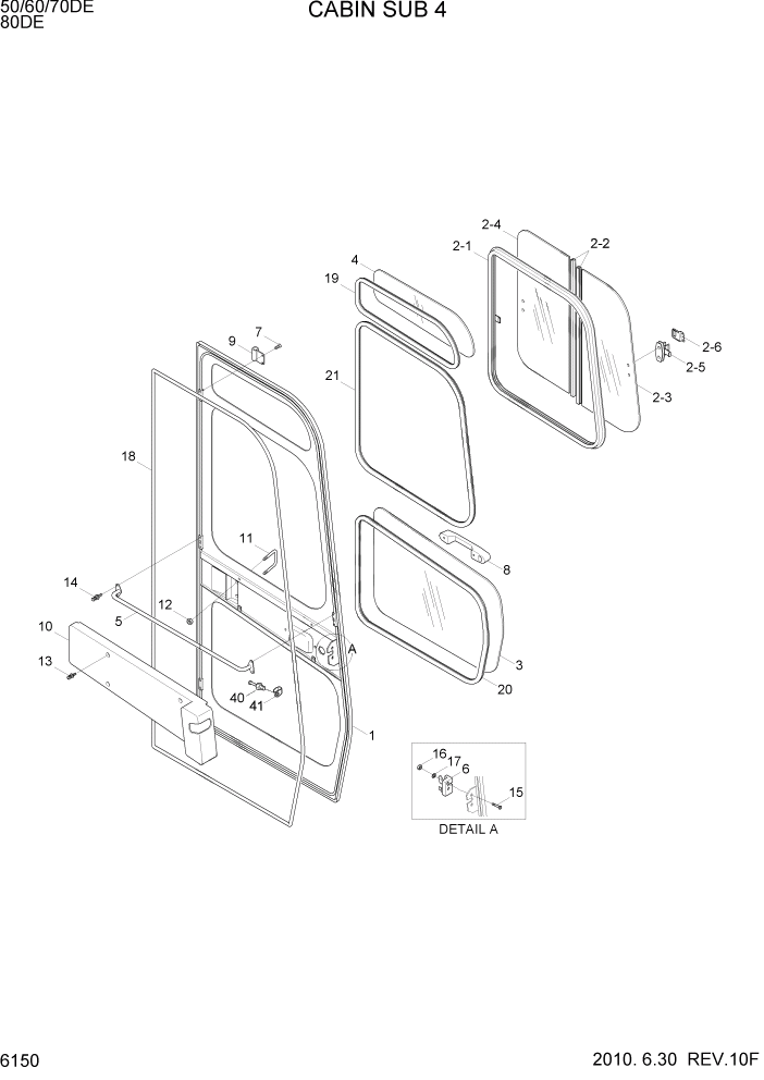 Схема запчастей Hyundai 50/60/70DE - PAGE 6150 CABIN SUB 4 СТРУКТУРА