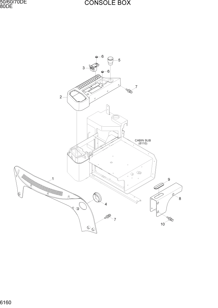 Схема запчастей Hyundai 50/60/70DE - PAGE 6160 CONSOLE BOX СТРУКТУРА