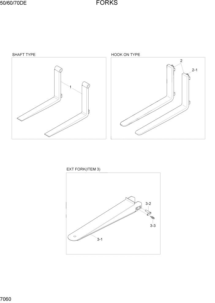 Схема запчастей Hyundai 50/60/70DE - PAGE 7060 FORKS РАБОЧЕЕ ОБОРУДОВАНИЕ