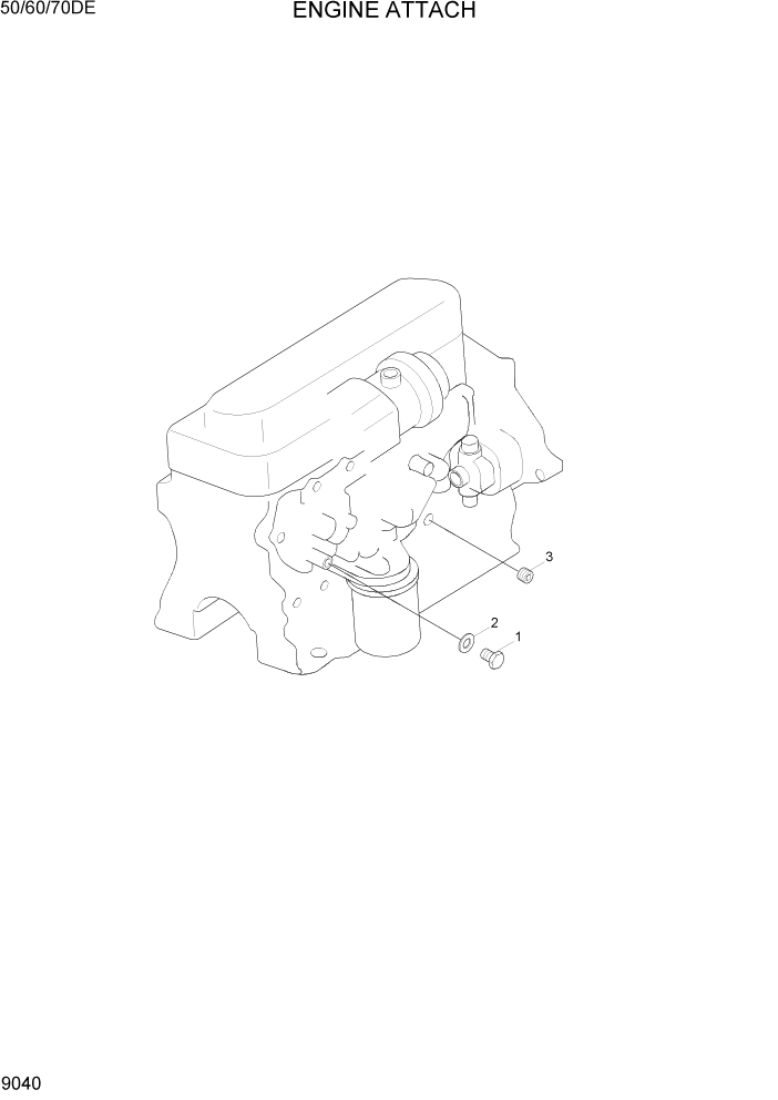 Схема запчастей Hyundai 50/60/70DE - PAGE 9040 ENGINE ATTACH ДВИГАТЕЛЬ БАЗА